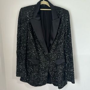 Sequin Peak Lapel Boyfriend Blazer